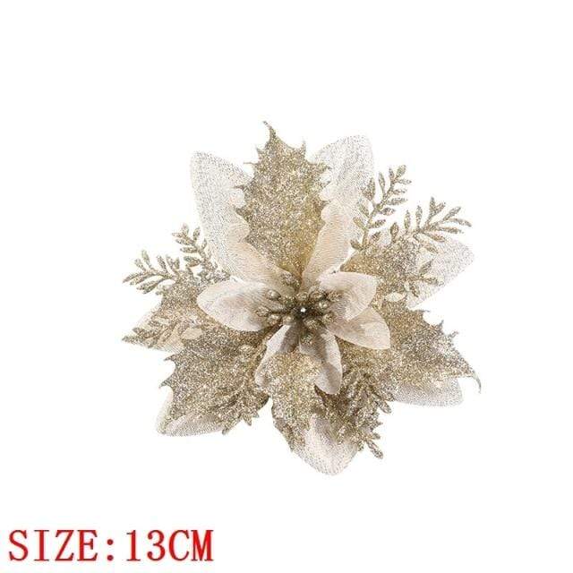 10pcs Artificial Christmas Flowers Tree Decor