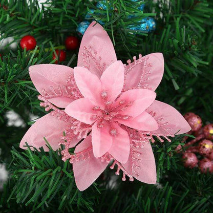 10pcs Artificial Christmas Flowers Tree Decor