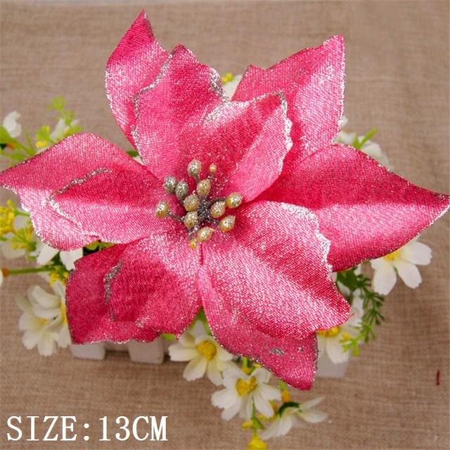 10pcs Artificial Christmas Flowers Tree Decor