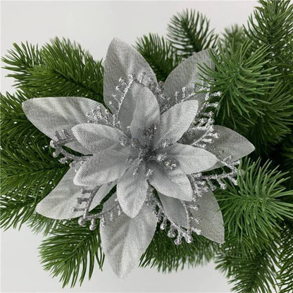 10pcs Artificial Christmas Flowers Tree Decor