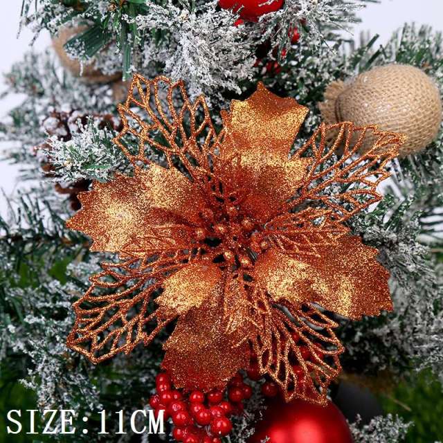 10pcs Artificial Christmas Flowers Tree Decor