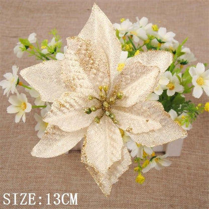 10pcs Artificial Christmas Flowers Tree Decor