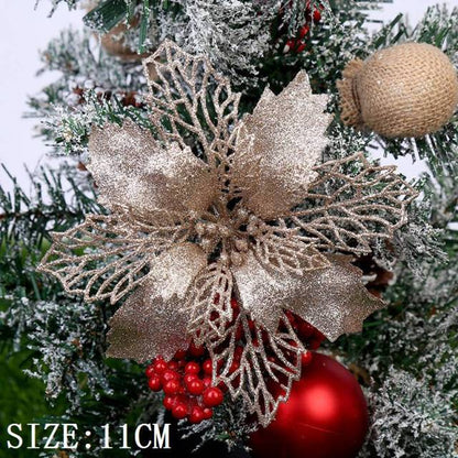 10pcs Artificial Christmas Flowers Tree Decor