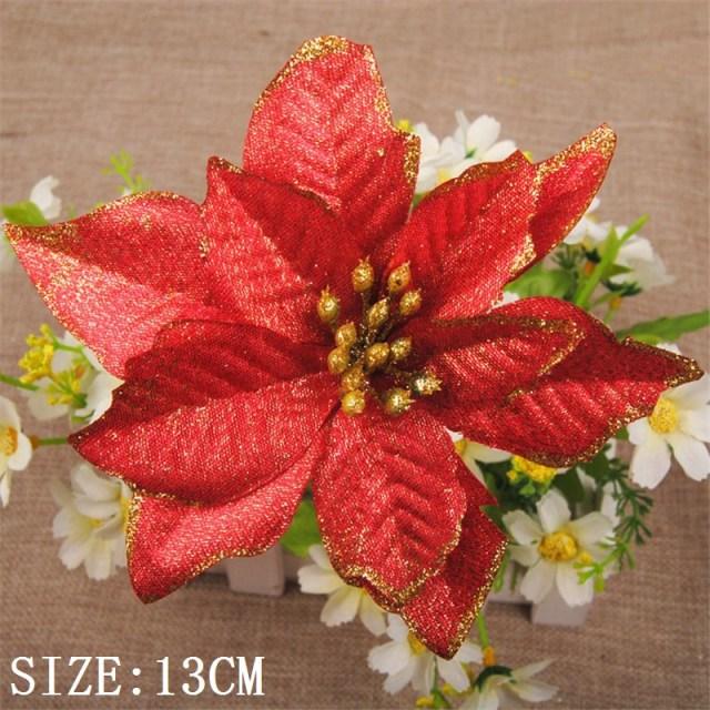 10pcs Artificial Christmas Flowers Tree Decor