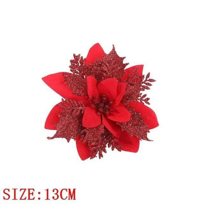 10pcs Artificial Christmas Flowers Tree Decor