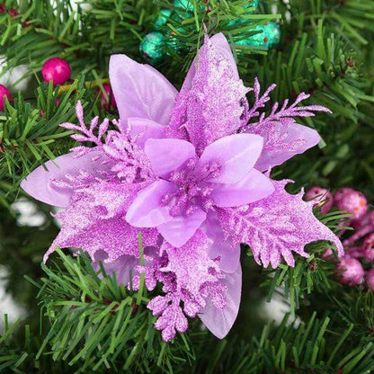 10pcs Artificial Christmas Flowers Tree Decor