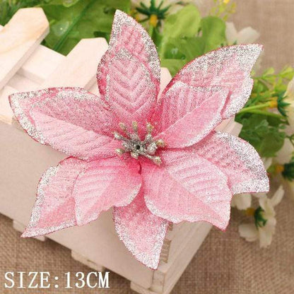 10pcs Artificial Christmas Flowers Tree Decor