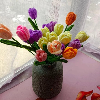 10pcs Hand-knitted Crochet Tulip Flowers