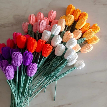 10pcs Hand-knitted Crochet Tulip Flowers