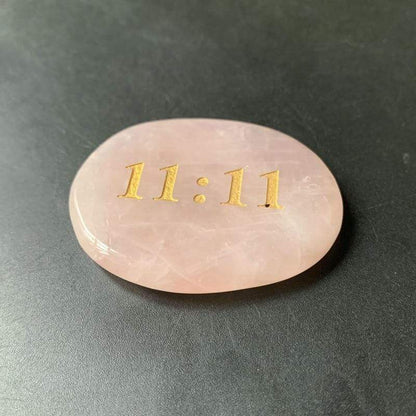 11:11 Rose Quartz Palm Stone