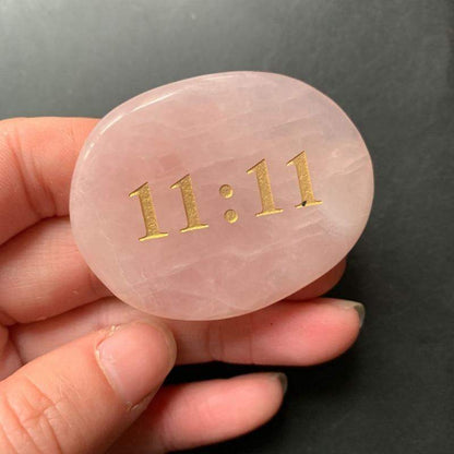 11:11 Rose Quartz Palm Stone