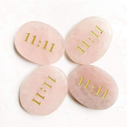 11:11 Rose Quartz Palm Stone