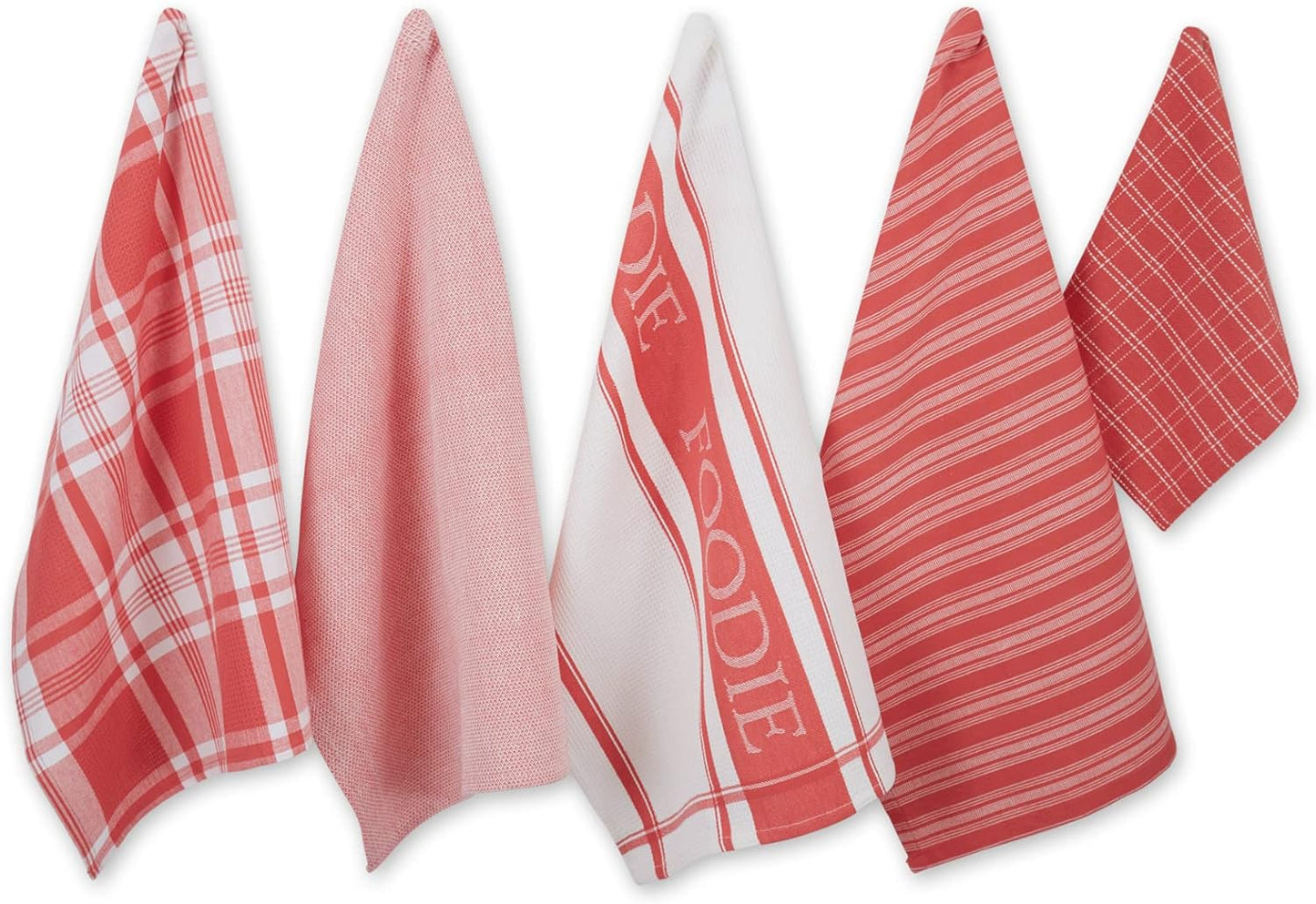 DII Everyday Collection Foodie Kitchen Set, Dishtowel & Dishcloth, Coral, 5 Piece Dish Cloths & Dish Towels Home & Kitchen Kitchen & Dining Kitchen & Table Linens