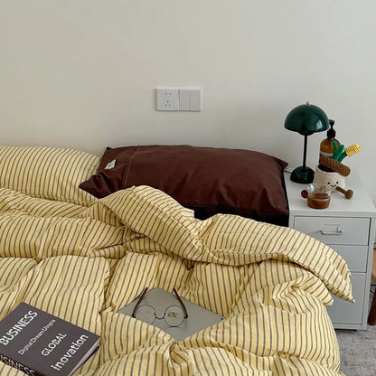Soft Pinstripe Washed Cotton Bedding Set