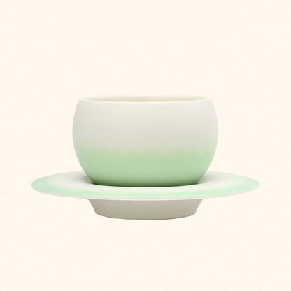 Matte Ombre Ceramic Coffee Cup & Saucer Set