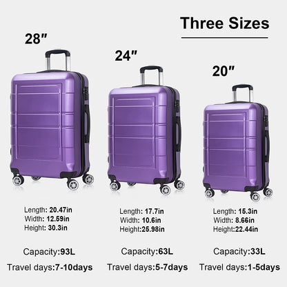 NIUTA 3 Piece Luggage Sets TSA Lock and 20"/24"/28"- Purple Clothing Luggage Luggage & Bags Luggage & Travel Gear Luggage Sets Shoes & Jewelry Suitcases