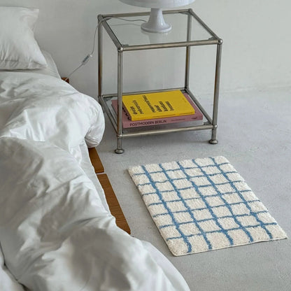 Plush Tufted Checkered Grid Polyester Accent Rug