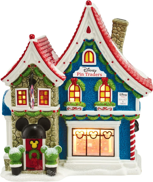 Department 56 North Pole Village Mickey'S Pin Traders Lighted House, 8.18" Collectible Buildings Collectible Buildings & Accessories Home & Kitchen Home Décor Accents Home Décor Products