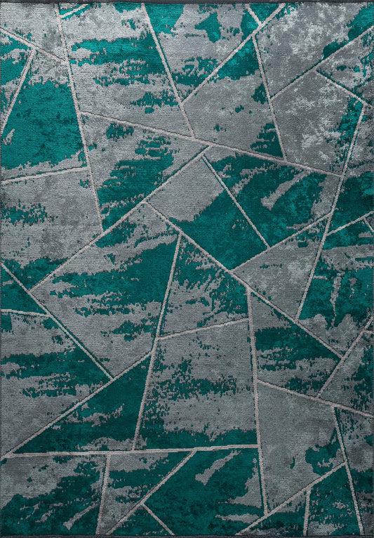 Bremen Blue - Dark Turquoise Rug area carpet area rug carpet Color_Blue Color_Green Color_Grey MARRAKESH Material_Cotton & Viscose Rug2023