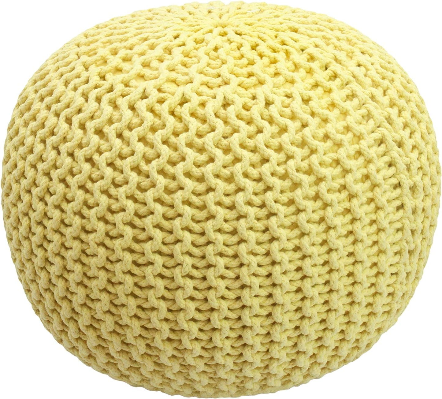 COTTON CRAFT round Pouf - Hand Knitted Tweed Cable Dori Pouf Ottoman - Cotton Braid Cord Foot Stool Floor Pouf Footrest Accent Seat Furniture Bean Bag - Family Room Kids Nursery Dorm - 20X14 - Natural Furniture Home & Kitchen Living Room Furniture Ottomans