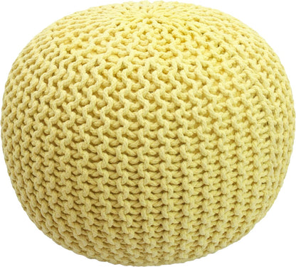 COTTON CRAFT round Pouf - Hand Knitted Tweed Cable Dori Pouf Ottoman - Cotton Braid Cord Foot Stool Floor Pouf Footrest Accent Seat Furniture Bean Bag - Family Room Kids Nursery Dorm - 20X14 - Natural Furniture Home & Kitchen Living Room Furniture Ottomans