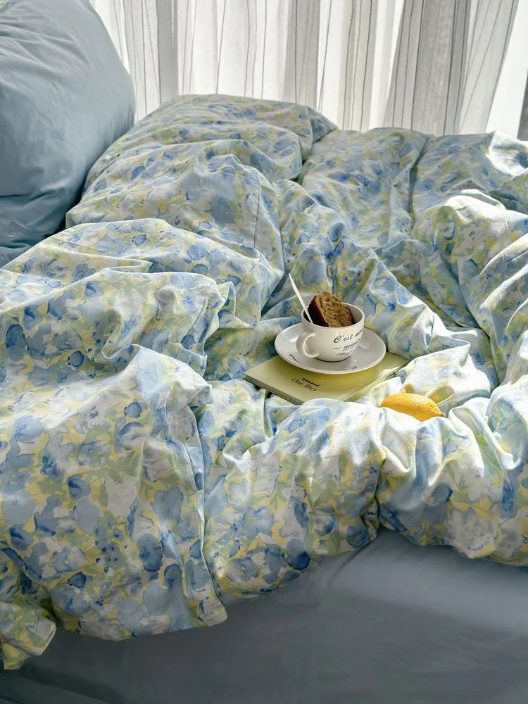 Breezy Watercolor Floral Cotton Bedding Set