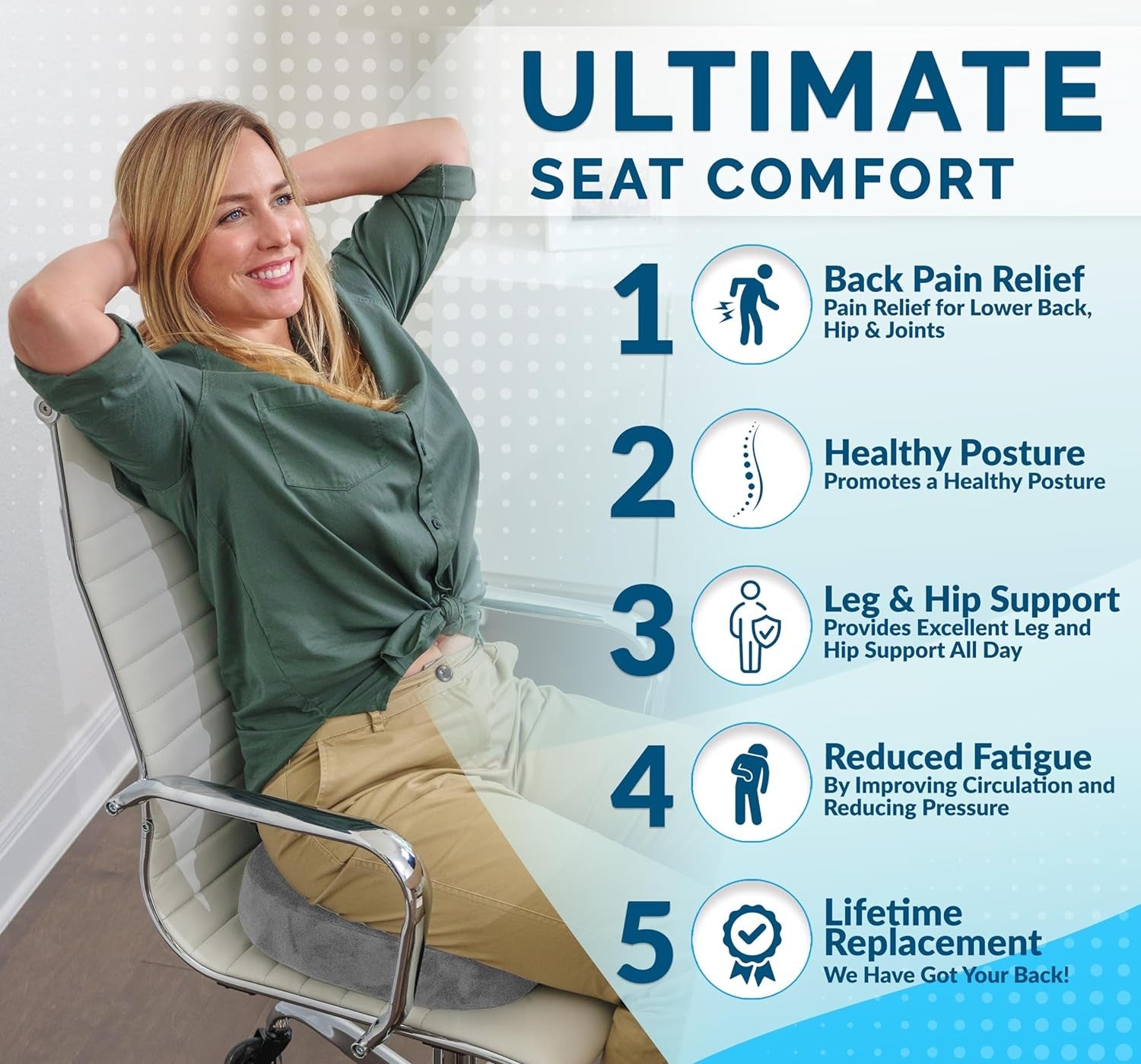 Comfilife Gel Enhanced Seat Cushion – Office Chair Cushion – Non-Slip Gel & Memory Foam Coccyx Cushion for Tailbone Pain - Desk Chair Car Seat Cushion Driving - Sciatica & Back Pain Relief (Gray) Back & Seat Cushions Furniture Accessories Office Furniture & Lighting Office Products