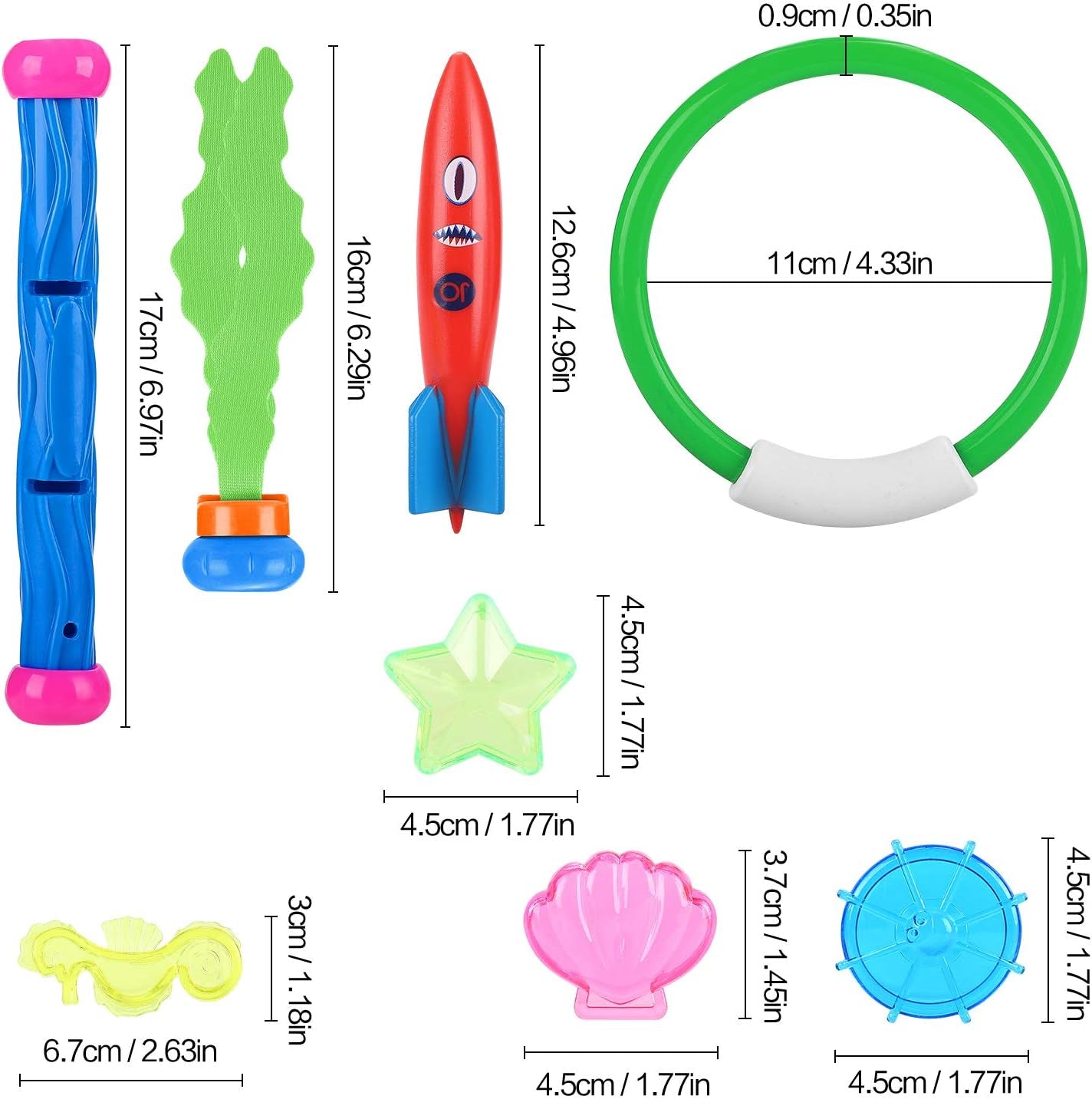 Biulotter Dive Toys 27 Pack,Pool Toys for Kids Includes 4 Diving Rings, 4 Diving Sticks, 4 Torpedo Bandits, 3 Stringy Octopus, 3 Seaweeds, 4 Treasures,3 Fish Toys, 1 Storage Mesh Bag, 1 Gift Box Dive Rings & Toys Pool Toys Pools & Water Toys Sports & Outdoor Play Toys & Games