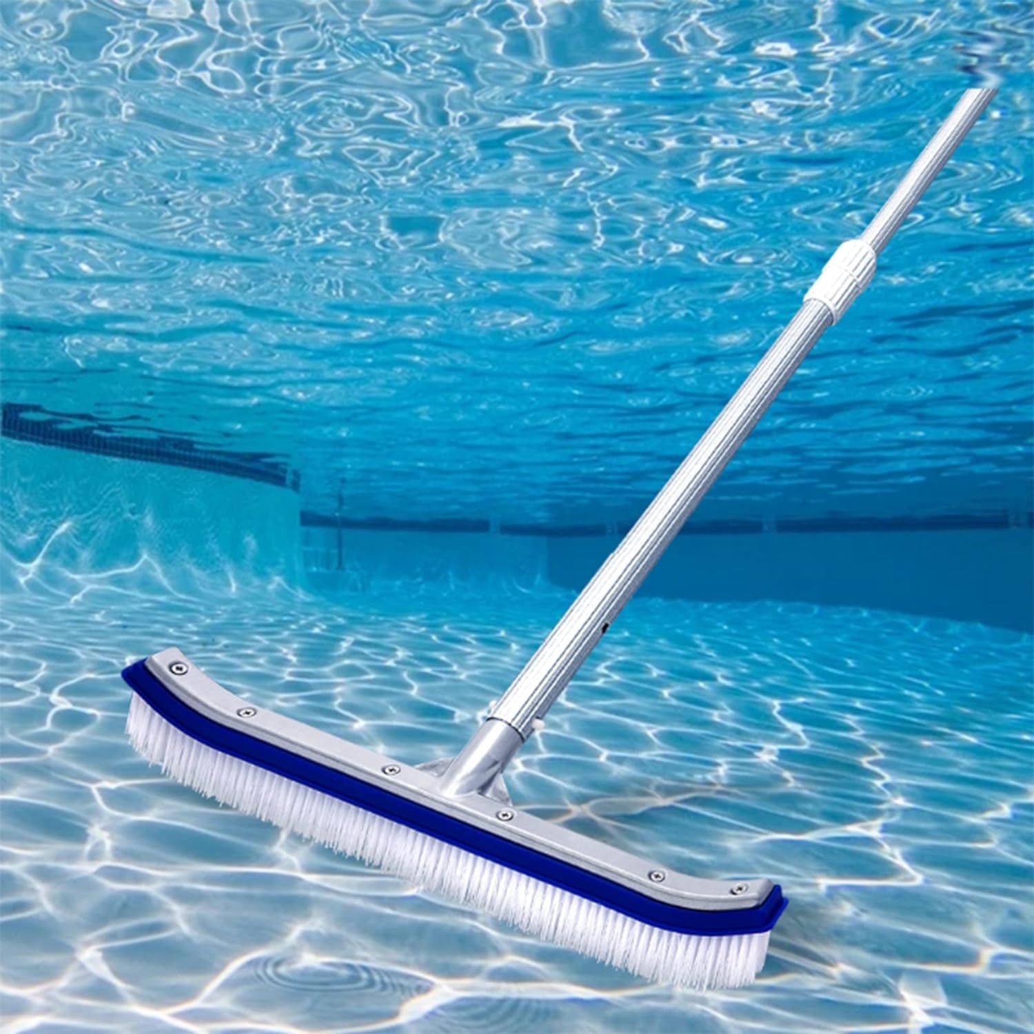 18" Swimming Pool Brush, Heavy Duty Swimming Pool Cleaning Brush with Nylon Bristles & EZ Clips for Wall, Tile, Floors, Steps Cleaning Tools & Chemicals Hot Tubs & Supplies Lawn & Garden Patio Pool Brushes Pools