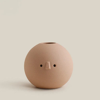 Frosted Minimalist Face Ceramic Vases