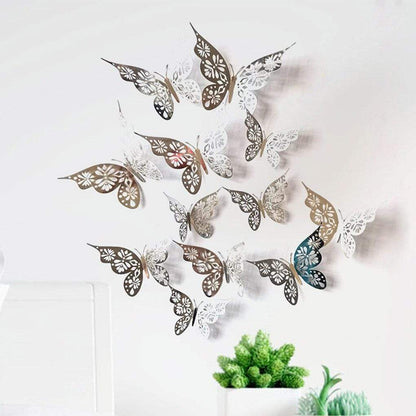 12Pcs/Set Hollow Out Paper Butterfly Stickers