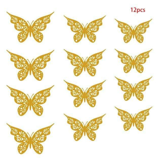 12Pcs/Set Hollow Out Paper Butterfly Stickers