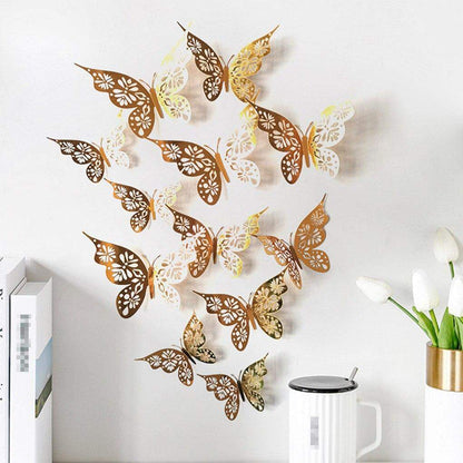 12Pcs/Set Hollow Out Paper Butterfly Stickers