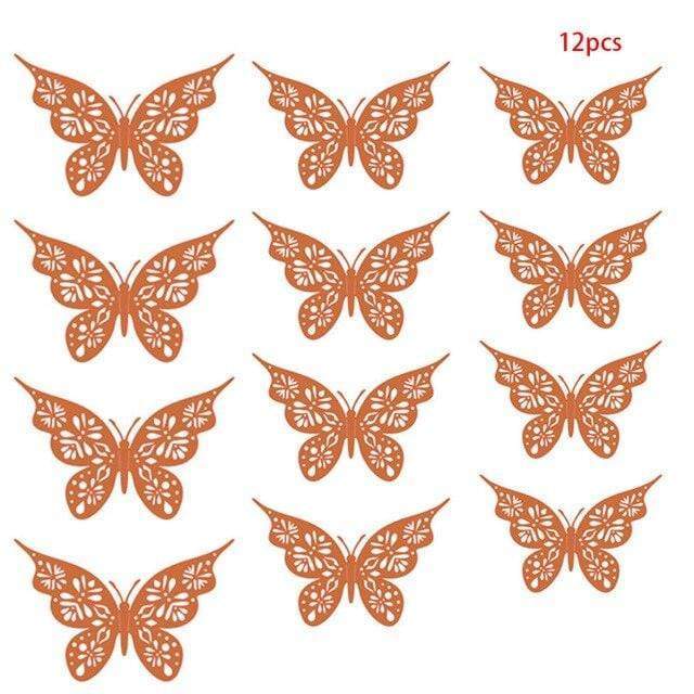 12Pcs/Set Hollow Out Paper Butterfly Stickers