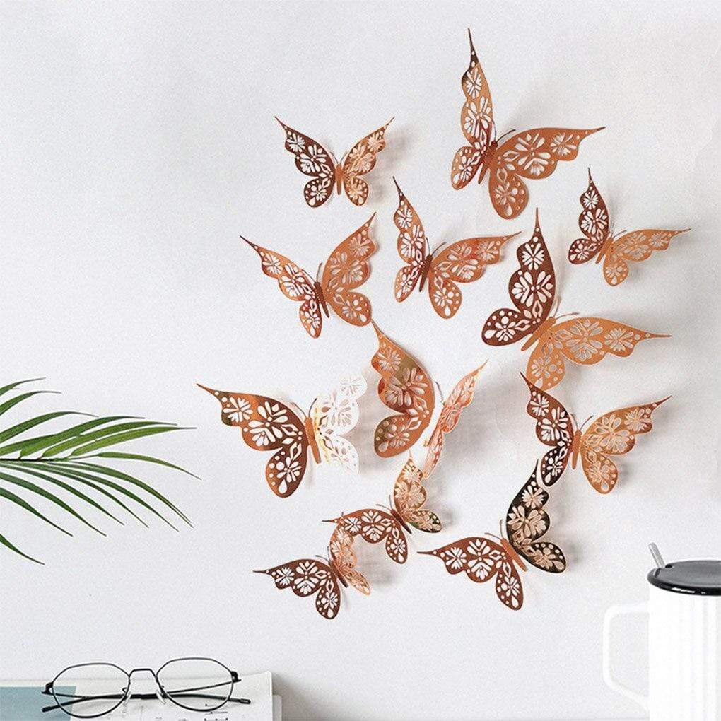 12Pcs/Set Hollow Out Paper Butterfly Stickers