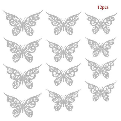 12Pcs/Set Hollow Out Paper Butterfly Stickers