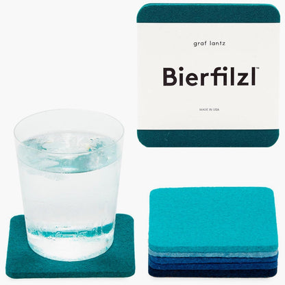 Graf Lantz - Bierfilzl Felt Coasters - Square - 100% Merino Wool - Moisture Wicking - Heat Resistant - Sustainable - Home Decor - Housewarming Gift - 4 Coaster Set - 4" X 4" X 5 Mm - Forest Bar Tools Bar Tools & Drinkware Coasters Dining & Entertaining Home & Kitchen Kitchen & Dining