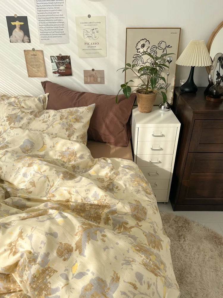 Soft Vintage Floral Cotton Bedding Set
