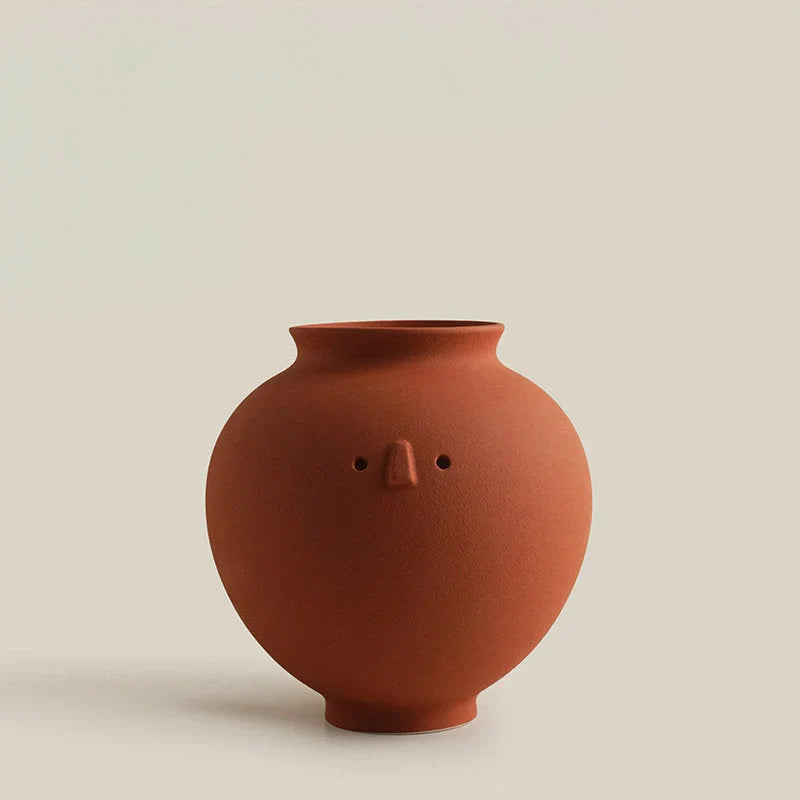 Frosted Minimalist Face Ceramic Vases