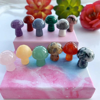 12pc Natural Crystal Mini Mushroom Gift Box