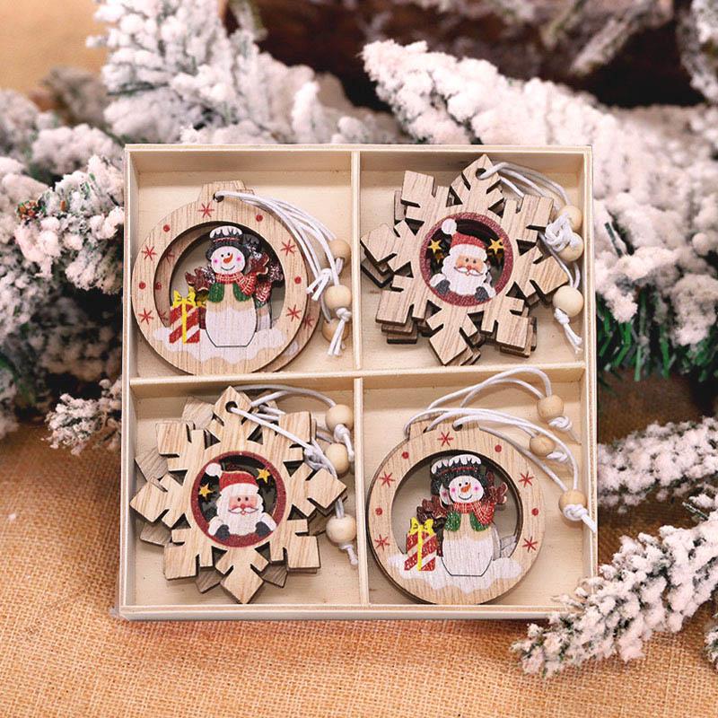 12pcs Wooden Christmas Tree Hanging Set