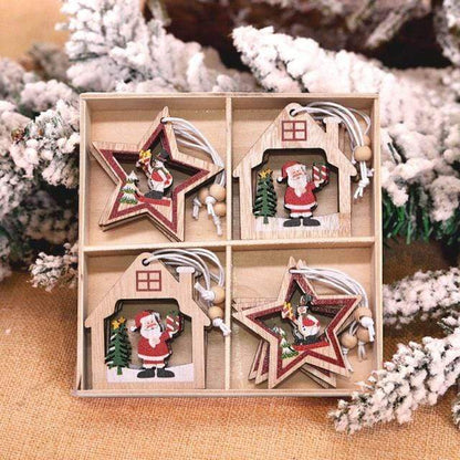 12pcs Wooden Christmas Tree Hanging Set