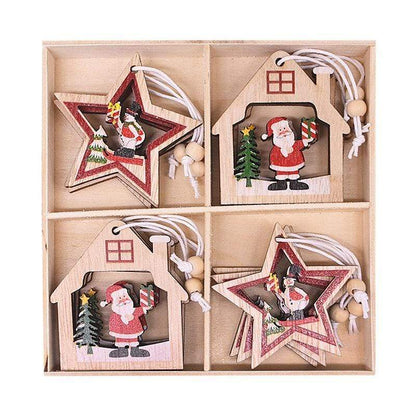 12pcs Wooden Christmas Tree Hanging Set