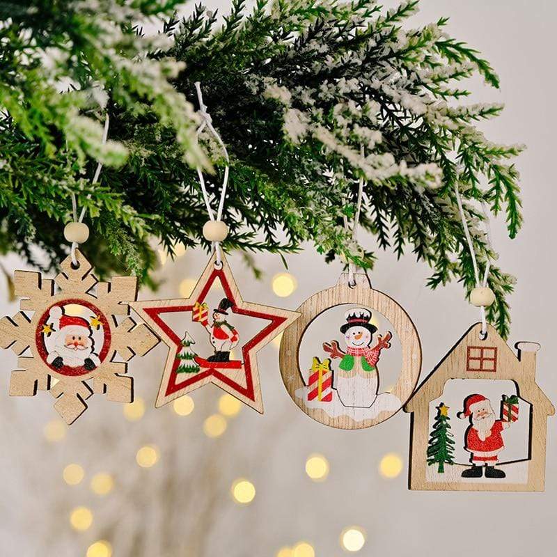 12pcs Wooden Christmas Tree Hanging Set