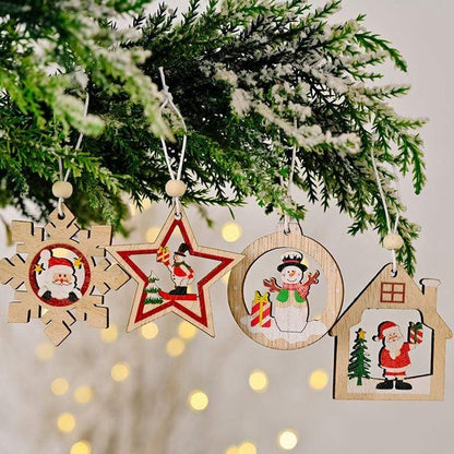 12-teiliges Weihnachtsbaum-Aufhängeset aus Holz