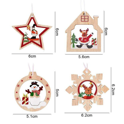 12pcs Wooden Christmas Tree Hanging Set