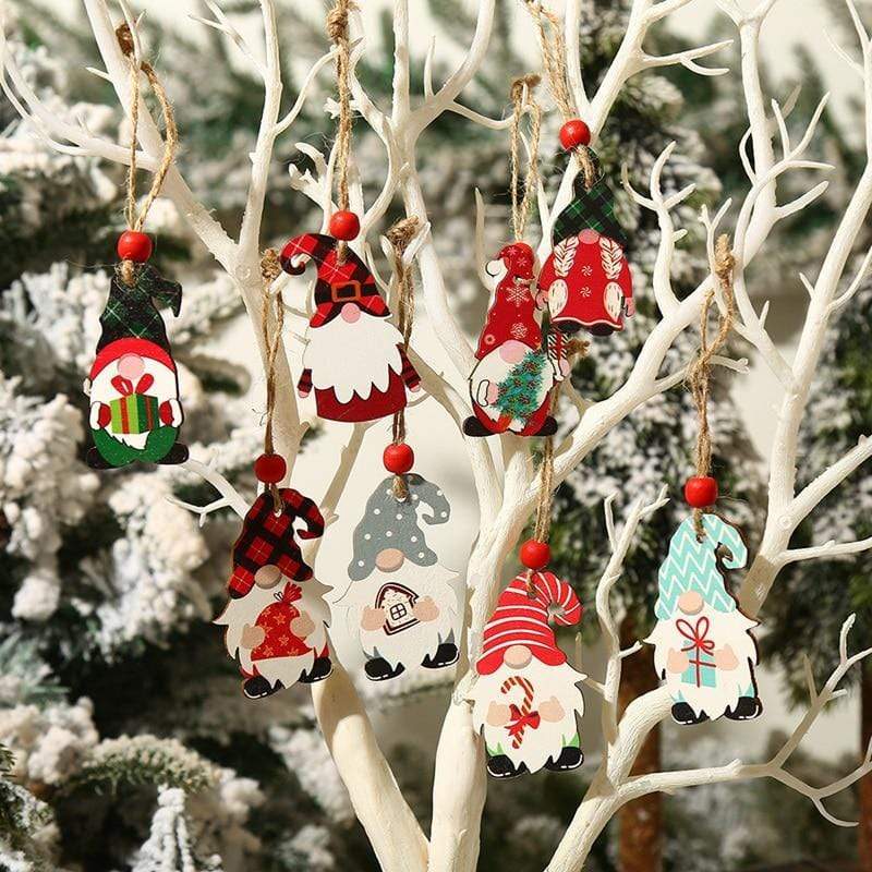 12pcs Wooden Gnomes Tree Hanging  Set