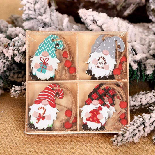 12pcs Wooden Gnomes Tree Hanging  Set