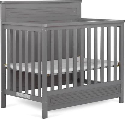 Harbor Full Panel 4-In-1 Convertible Mini Crib in Espresso, Water-Based Paint Finish, JPMA Certified, 3-Position Mattress Height Setting, Made of Solid Pinewood Baby Products Convertible Cribs Furniture Infant & Toddler Beds Nursery