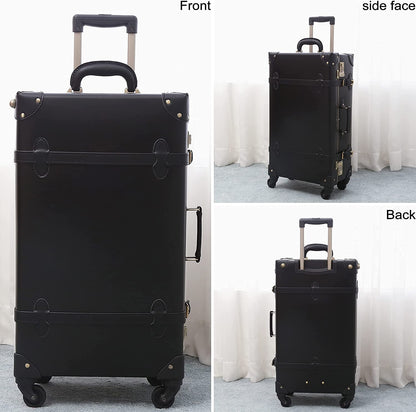 Urecity Vintage Luggage Sets of 3 Piece - Hardside Lightweight Spinner Suitcases - Retro Travel Set Includes under Seat Train Case, 26"+20"+12" (Black) Clothing Luggage Luggage & Bags Luggage & Travel Gear Luggage Sets Shoes & Jewelry Suitcases